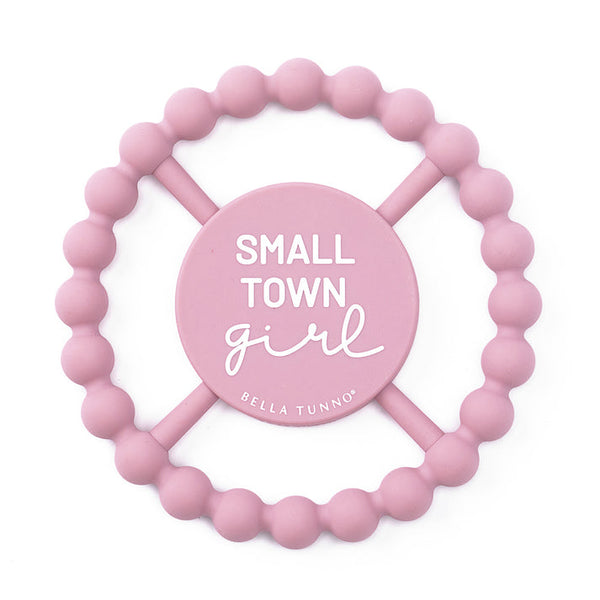 Small Town Girl Happy Teether - Dusty Rose