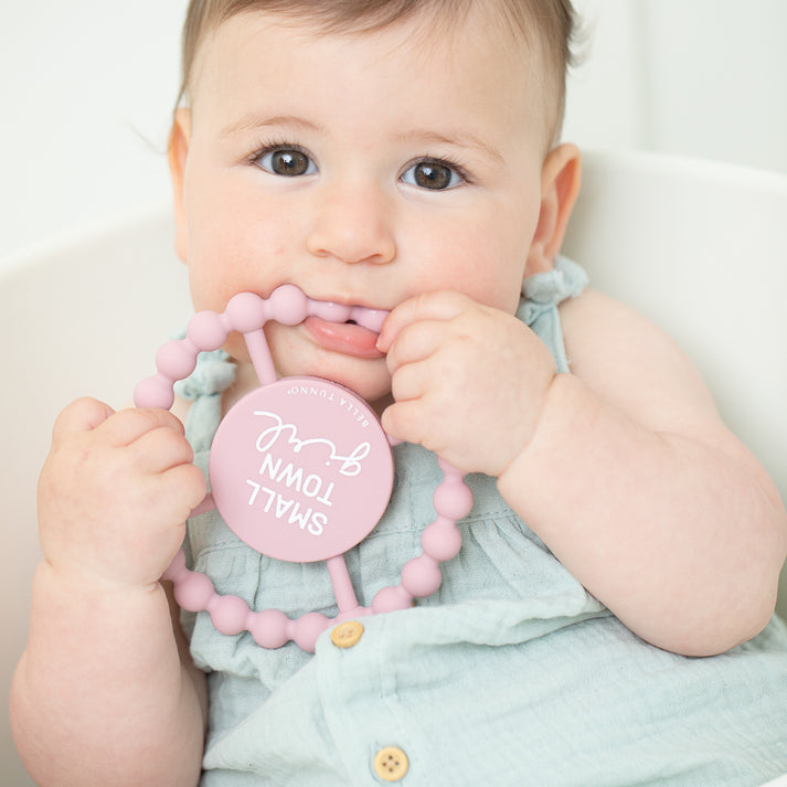 Small Town Girl Happy Teether - Dusty Rose