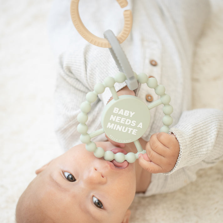 Baby Needs A Minute Happy Teether - Sage