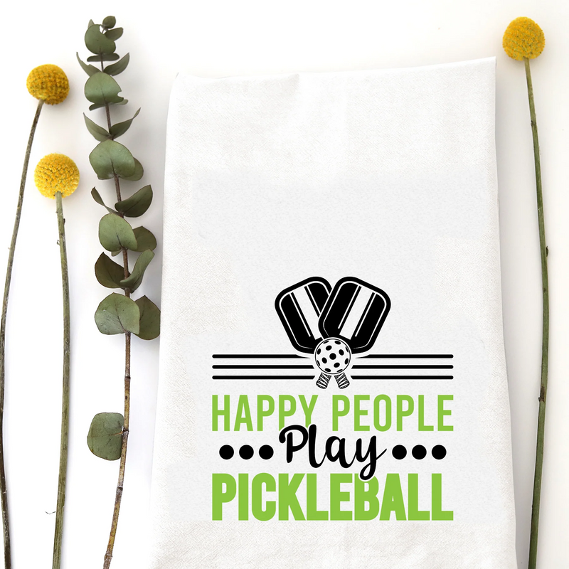 Happy People Play Pickleball Tea Towel