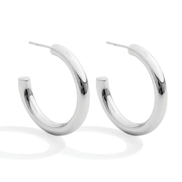 Medium Thick Hoops - Silver
