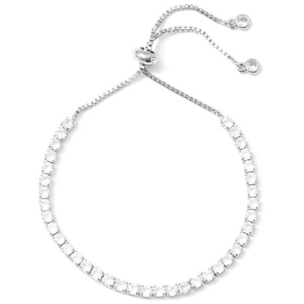 Pulley Tennis Bracelet with 3mm CZ - Silver