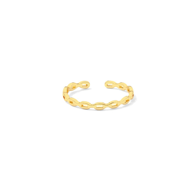 Ultra Delicate Adjustable Ring with Rectangle Cutouts - Gold
