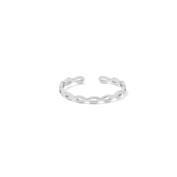 Ultra Delicate Adjustable Ring with Rectangle Cutouts - Silver