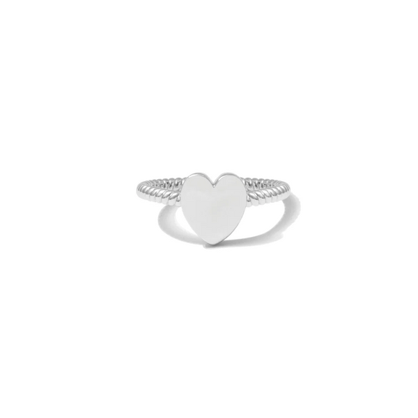 Heart Ring with Delicate Twist Sides - Silver