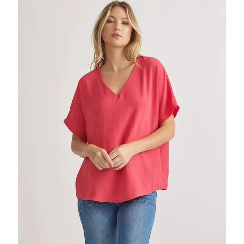 Punch Short Sleeve V-Neck Top