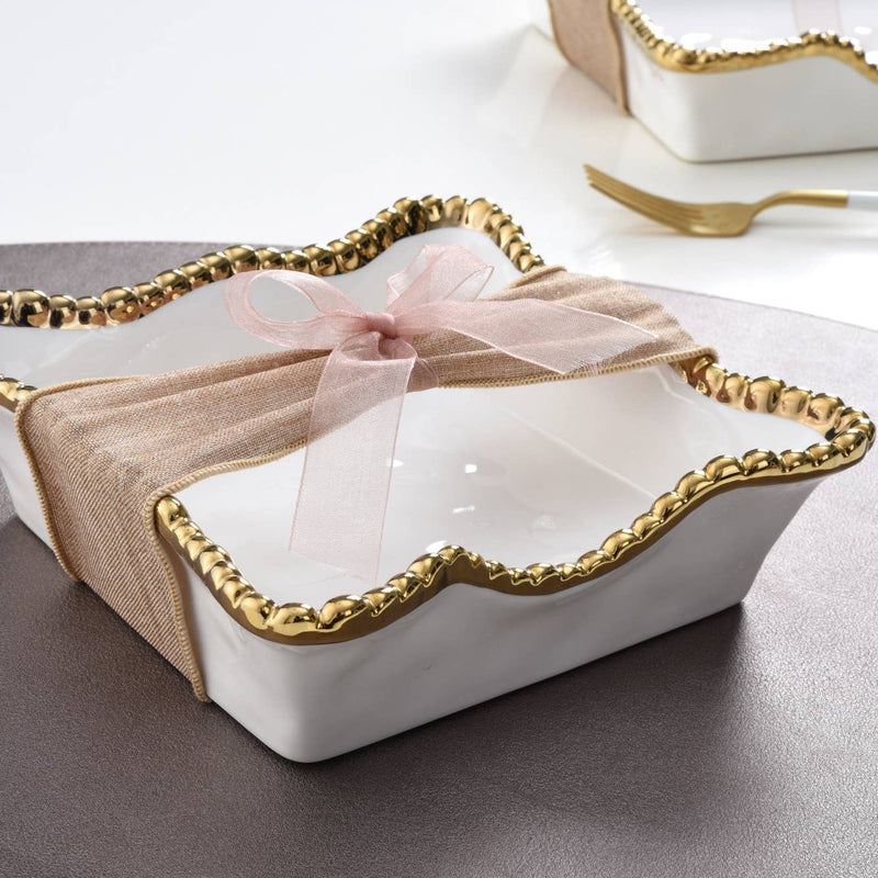 Cocktail Napkin Holder - White & Gold