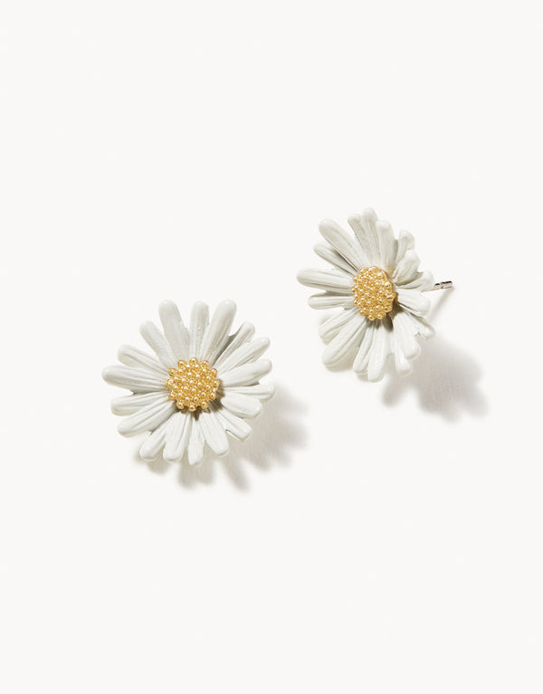 Daisy Stud Earrings White