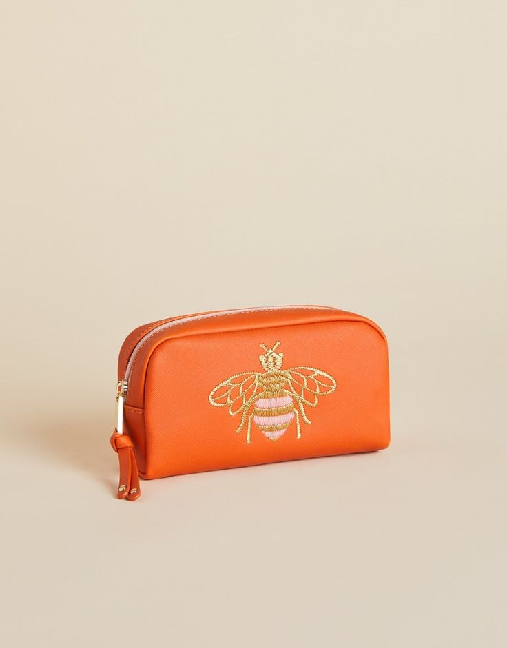 Embroidered Travel Case-Bee Orange