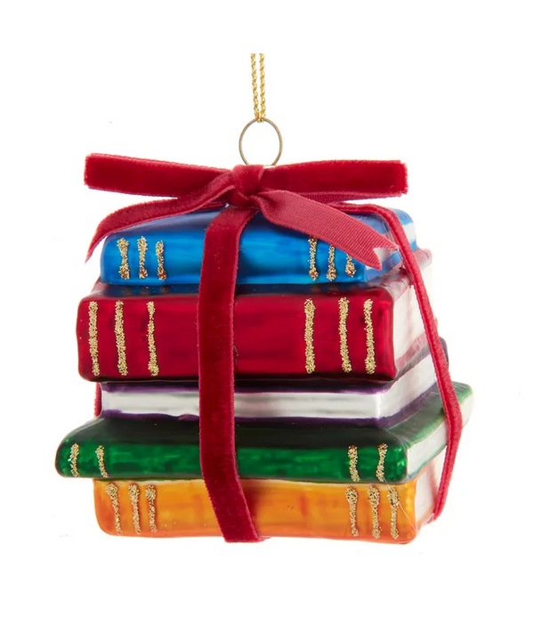 3” Glass Book Stack Ornament