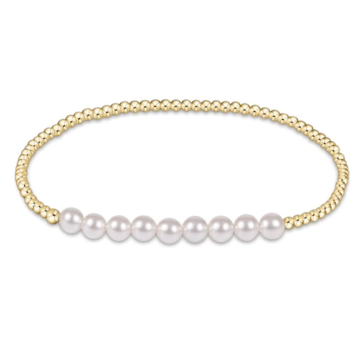 Classic Gold Beaded Bliss 2.5mm Bead Bracelet-5mm Pearl