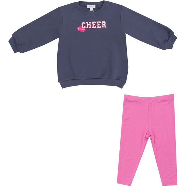 Footballs French Terry Puffy Oversized Sweatshirt & Pink Legging Set