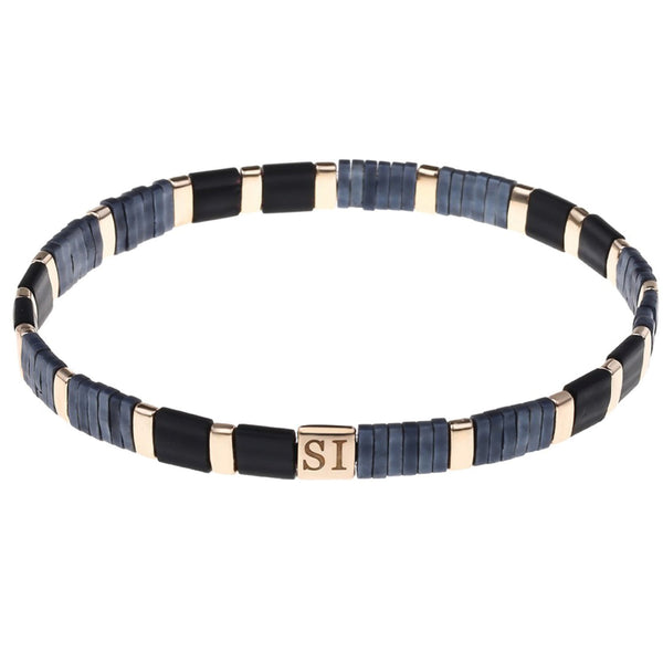 Miyuki Glass Tila Bracelet Black and Grey