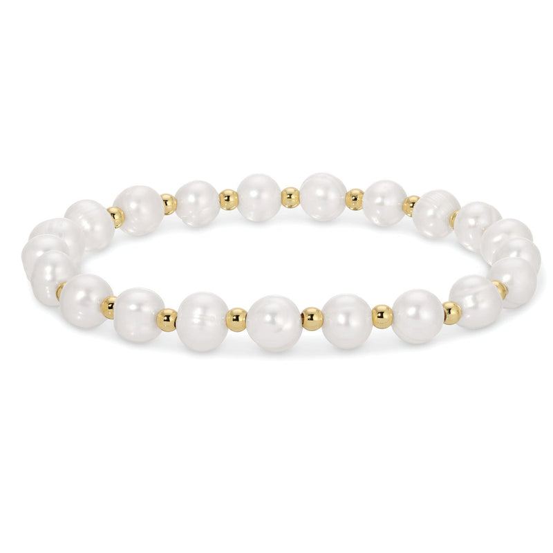 Small Pearl With Alternating 3mm Bead Stretch Bracelet