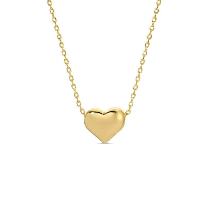 Small Solid Heart With Chain Going Through Necklace-Gold