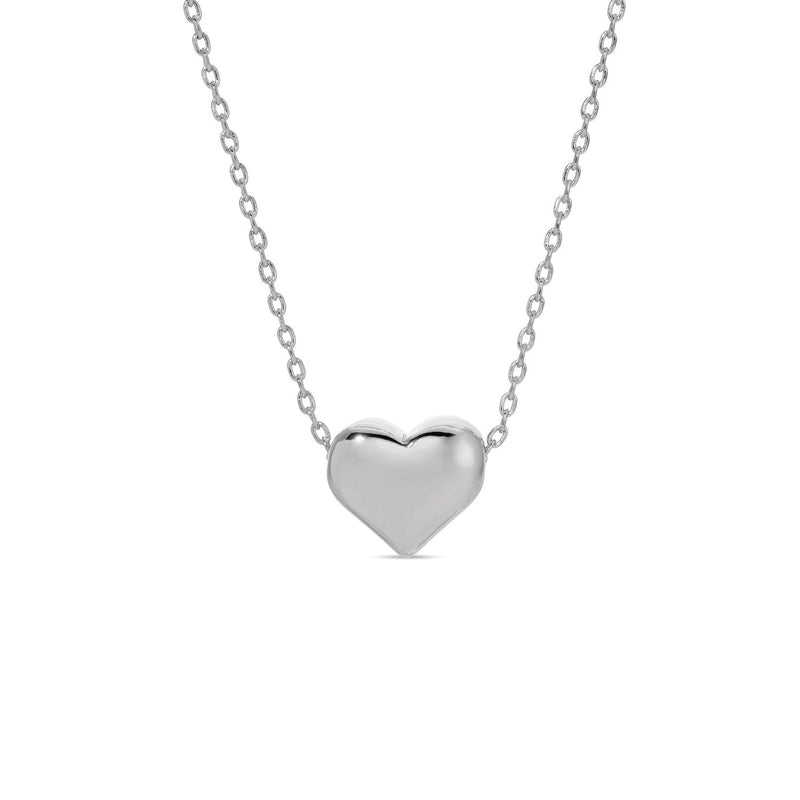 Small Solid Heart With Chain Going Through Necklace-Solid