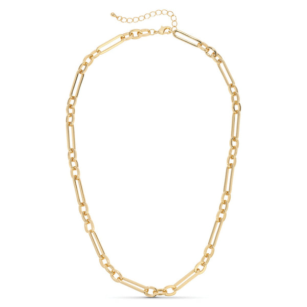 Oval and Elongated Oval Statement Collar Necklace-Gold