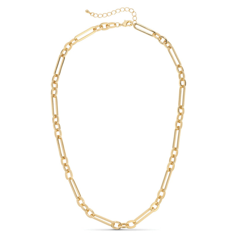 Oval and Elongated Oval Statement Collar Necklace-Gold