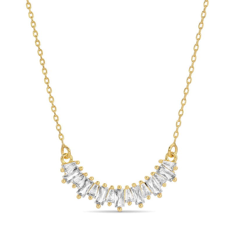 Baguette Curve Necklace -Gold