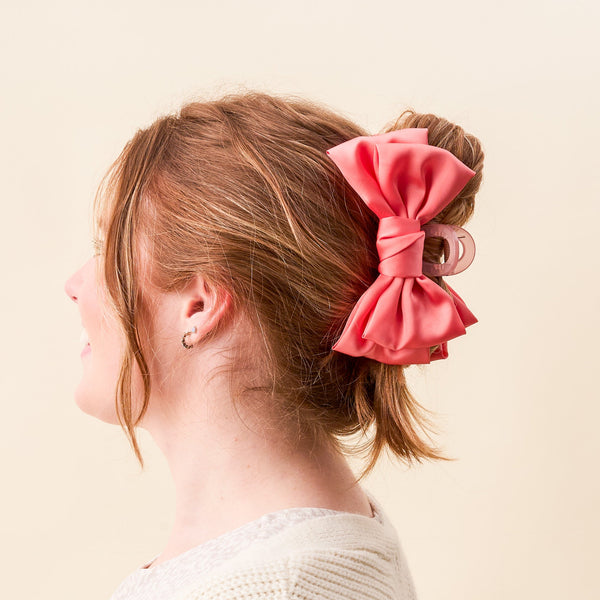 Rose Satin Bow Clip