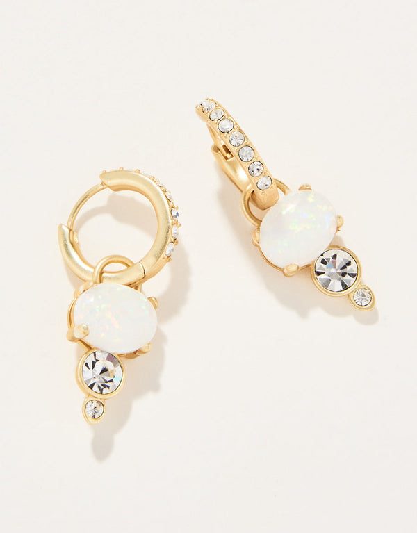 Opaline Drop Hoop Earrings Crystal