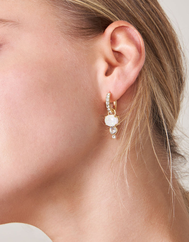 Opaline Drop Hoop Earrings Crystal