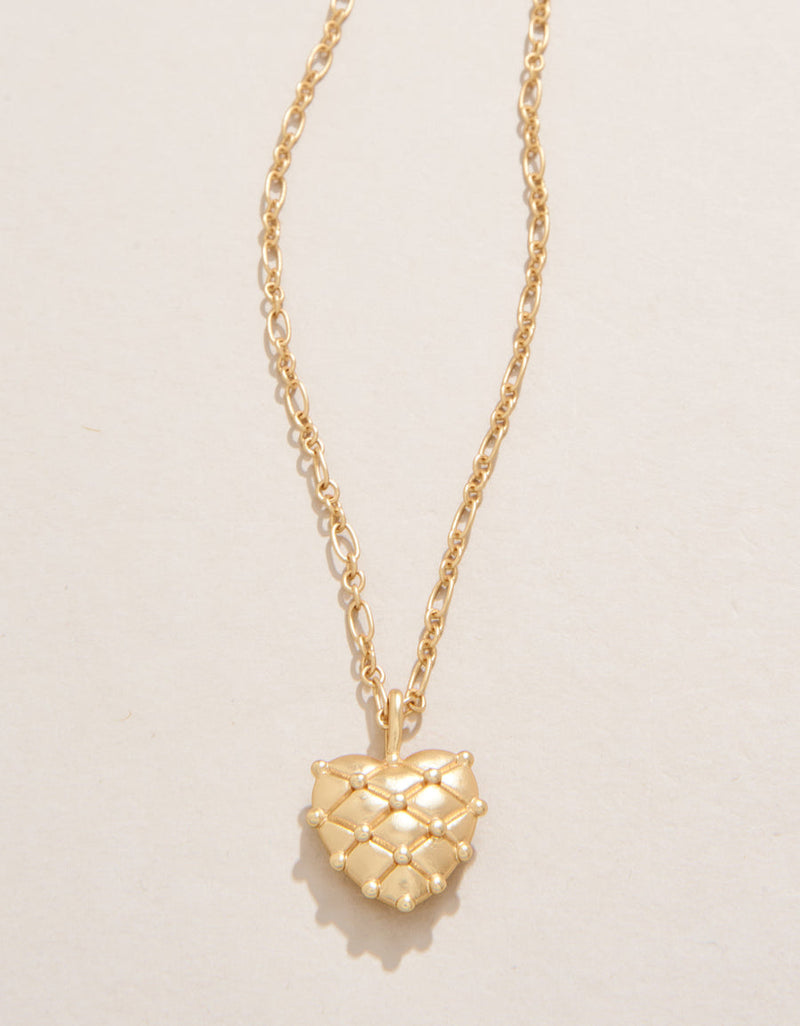 Heart Pillow Necklace 17” Gold