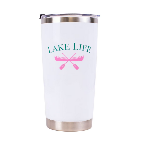 Lake Life Tumbler White/Emerald/Pink 20 oz.