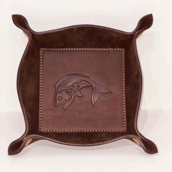 Fish Leather Embossed Valet Tray Dark Brown