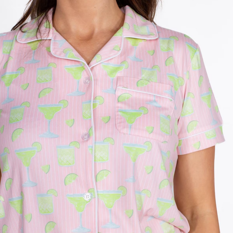 Salty But Sweet Short Sleeve Button Up Sleep Shirt