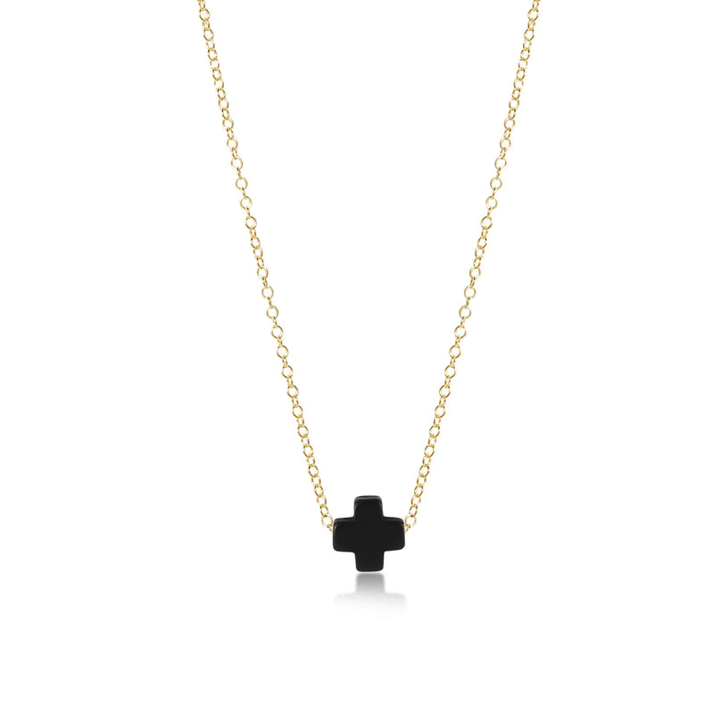 Onyx Signature Cross 16" Gold Necklace