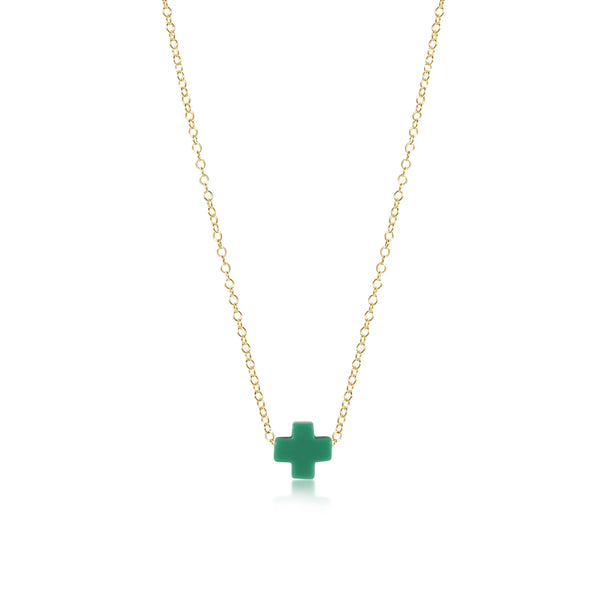 Emerald Signature Cross 16" Gold Necklace