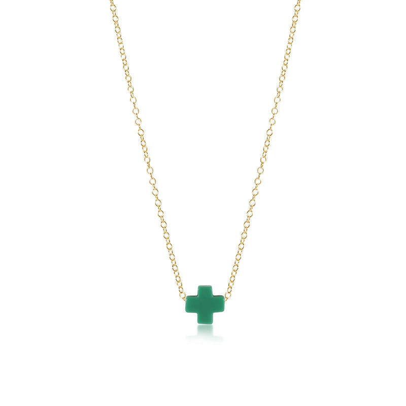 Emerald Signature Cross 16" Gold Necklace
