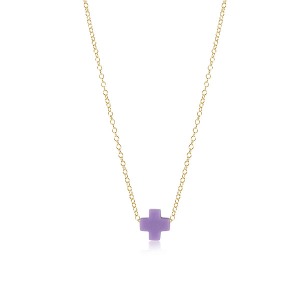Purple Signature Cross 16" Gold Necklace