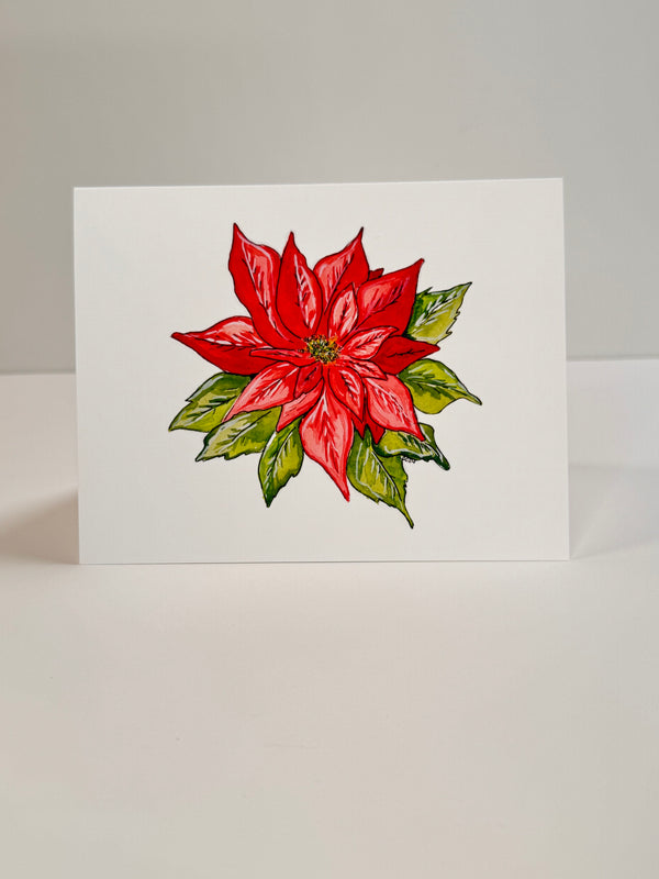 Poinsettia Watercolor Greeting Card