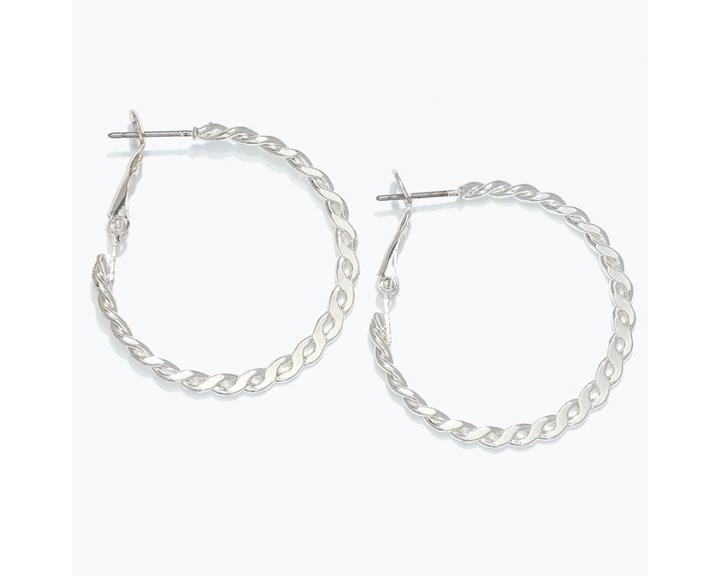 Silver Weave Hoop Earrings