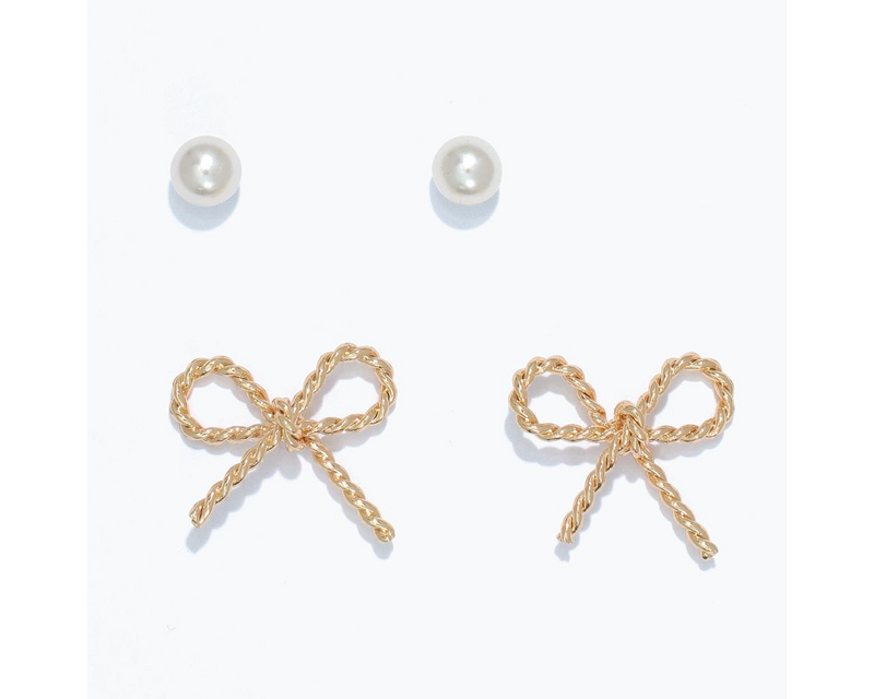 Pearls + Gold Rope Bow Duo