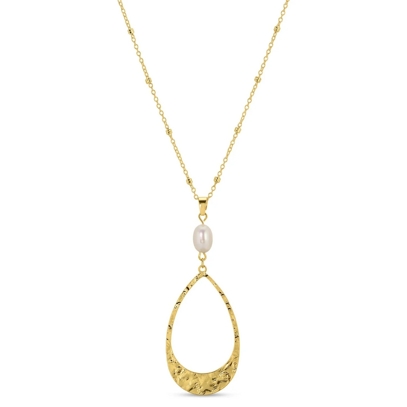 Long Pearl Accented Pendant Necklace