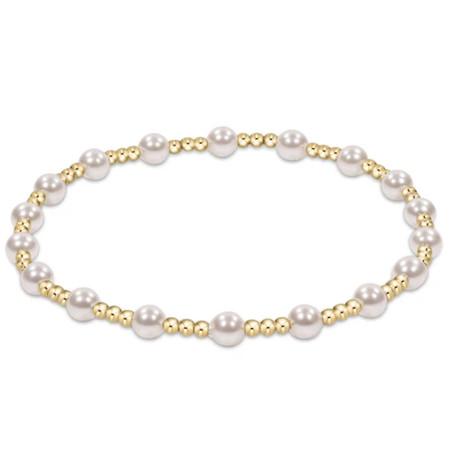 Extends Classic Sincerity Pattern 4mm Bead Bracelet -Pearl