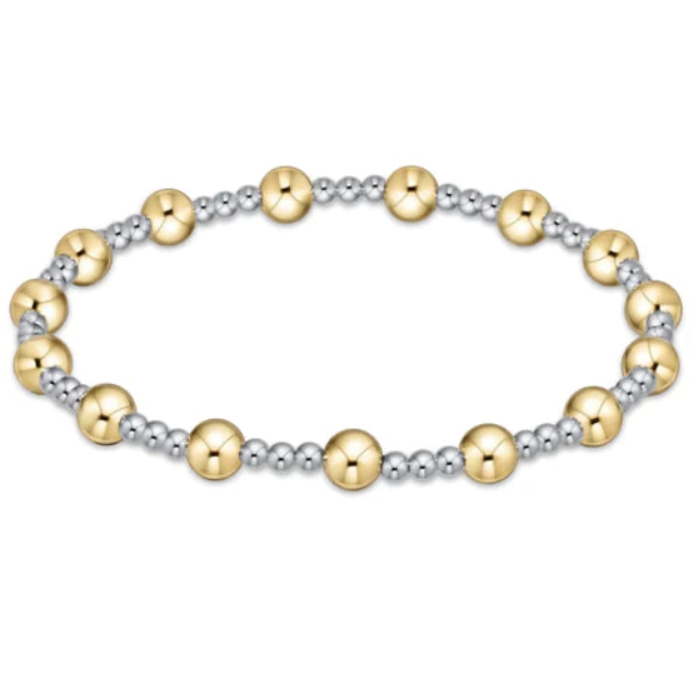 Extends Classic Sincerity Pattern 5mm Bead Bracelet - Mixed Metal