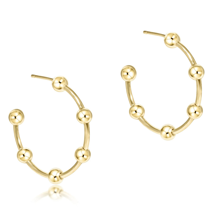 Beaded Simplicity 1” Post Hoop - 4mm Gold