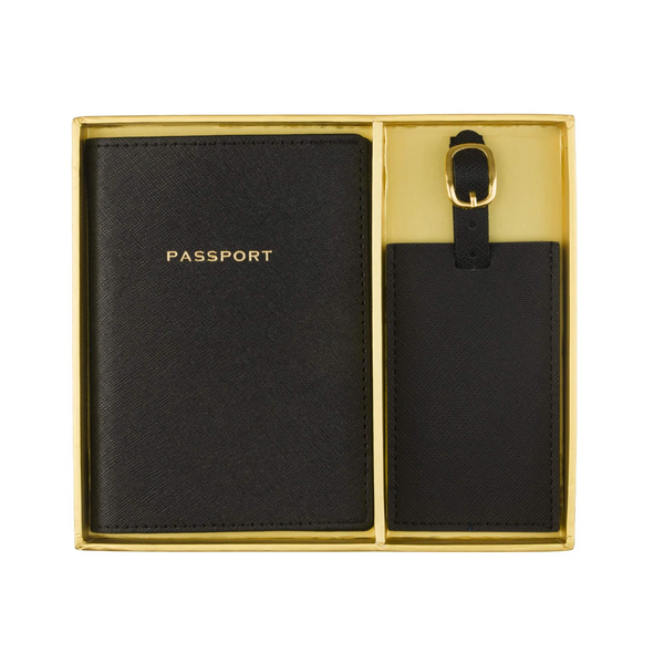 Passport and Luggage Tag Gift Set Black
