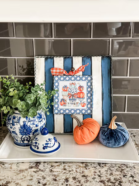 Mini Beck’s Blue Pumpkin Topiary