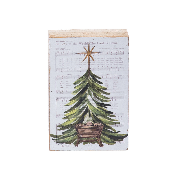 Hand Painted Tree with Manger Block