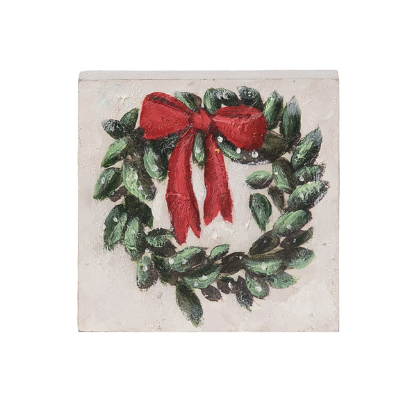 Hand Painted Wreath Block