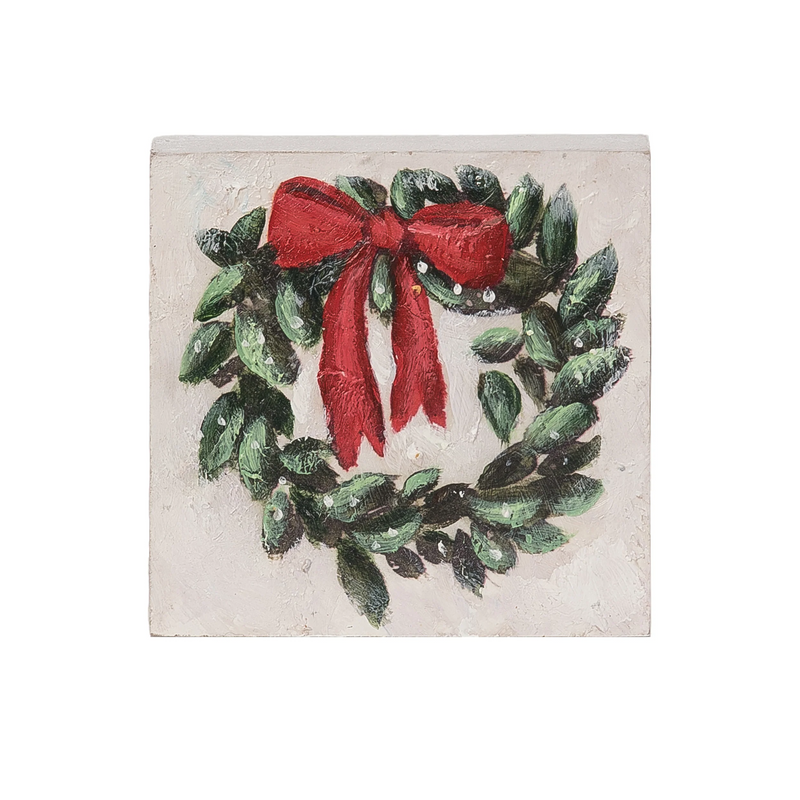 Hand Painted Wreath Block