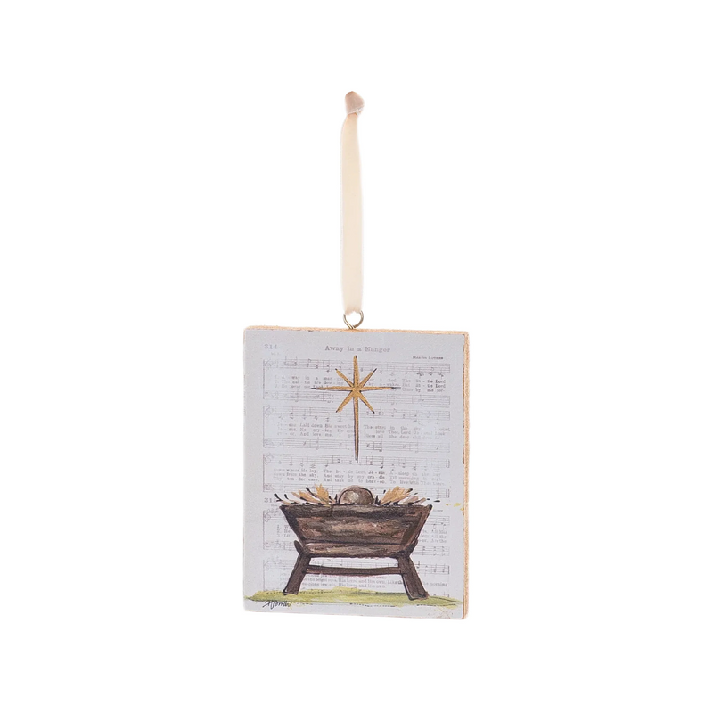Hand Painted Manger Ornament