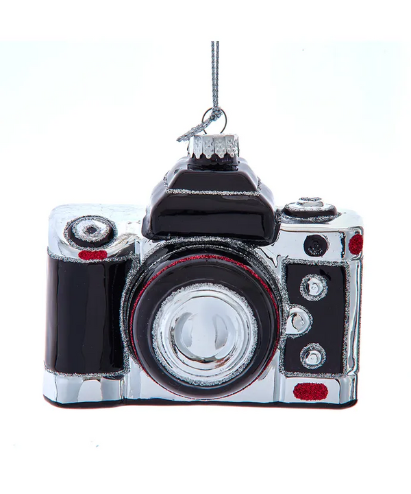 3.5” Glass Black Old Style Camera Ornament