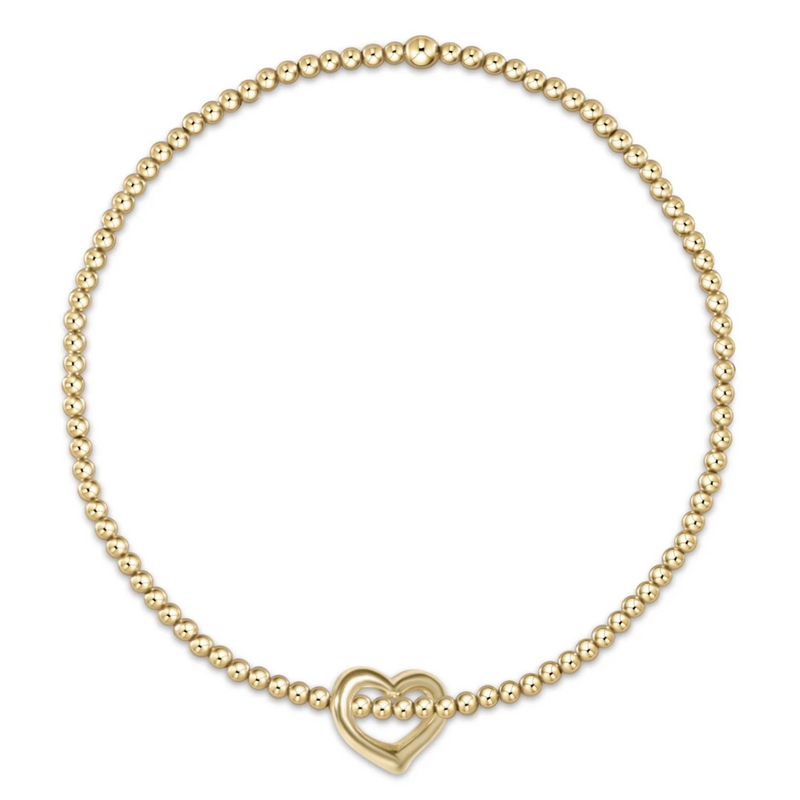 Egirl Classic Gold 2mm Bead Bracelet - Love Small Gold Charm