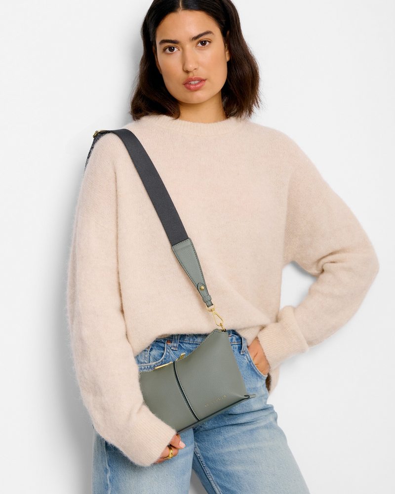 Laila Canvas Strap Crossbody Bag Graphite Green